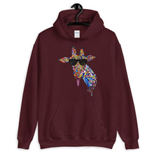 Cargar imagen en el visor de la galería, Sunglasses & Tongue Out Giraffe Hoodie (Front Design) - jiraffe Threads