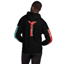 Load image into Gallery viewer, Men's Red & Teal Paisley Giraffe Hoodie - jiraffe Threads