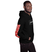 Load image into Gallery viewer, Men's Red & Teal Paisley Giraffe Hoodie - jiraffe Threads