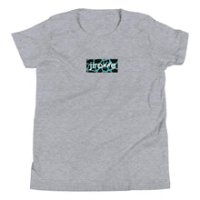 Load image into Gallery viewer, Youth Teal & Black Box Logo Tee - jiraffe Threads