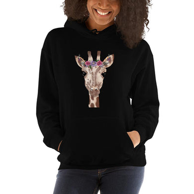 Women's Giraffe Flower Crown Hoodie - jiraffe Threads